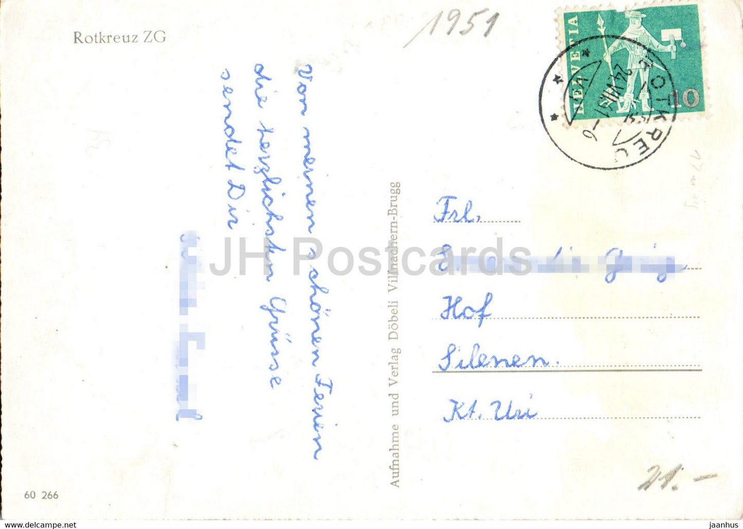 Rotkreuz ZG - 1961 - Suisse - occasion