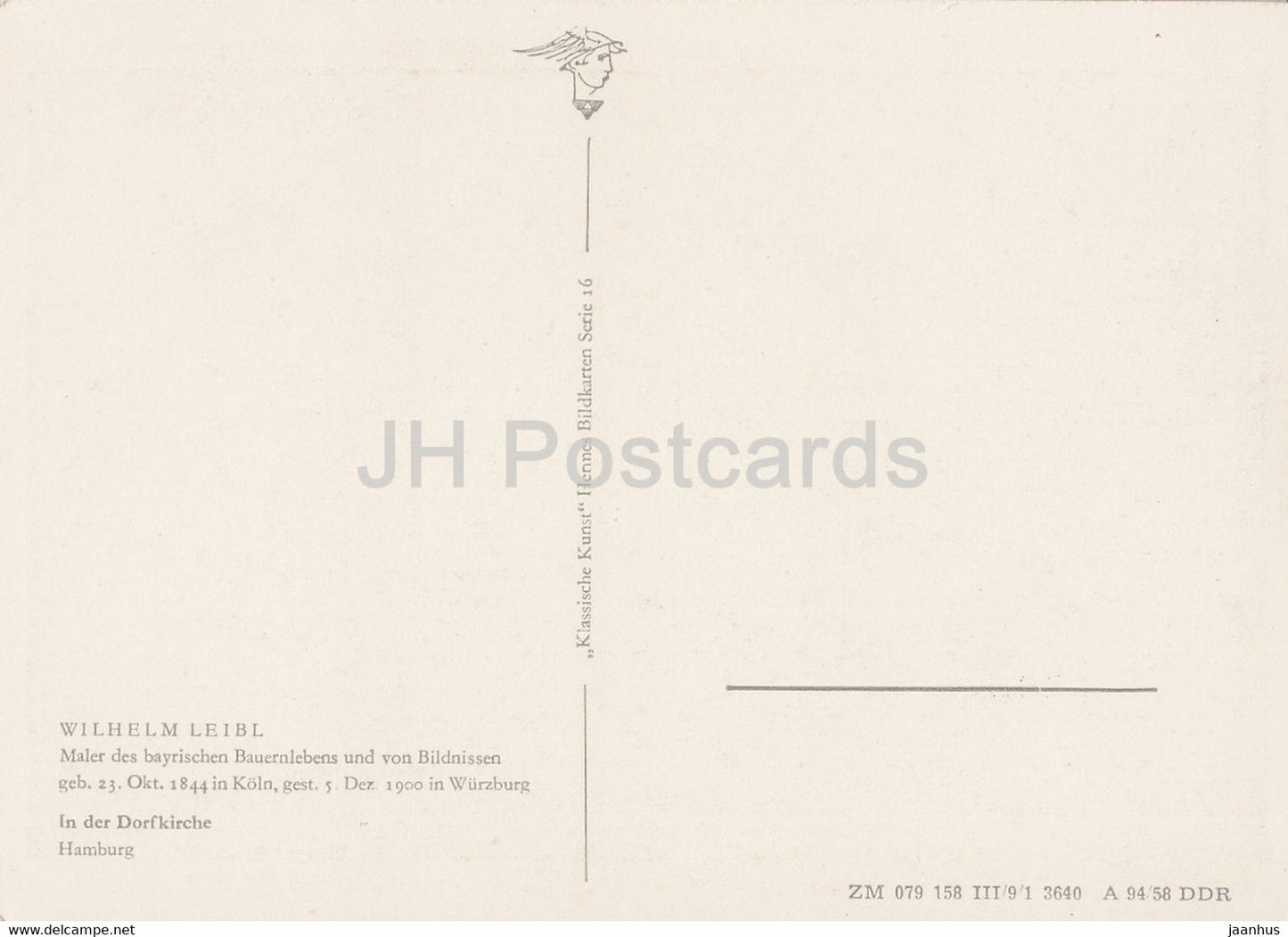 Gemälde von Wilhelm Leibl - In der Dorfkirche - Trachten in der Dorfkirche - Deutsche Kunst - Deutschland DDR - unbenutzt