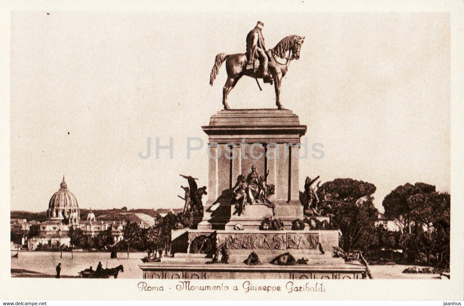 Roma - Rome - Monumento a Giuseppe Garibaldi - horse - monument - 678 - old postcard - Italy - unused - JH Postcards