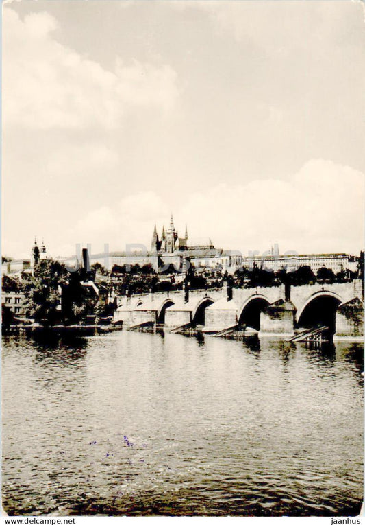 Praha - Prague - Hradcany - Karluv most - Castle - Bridge - old postcard - 1958 - Czech Republic - Czechoslovakia - used - JH Postcards