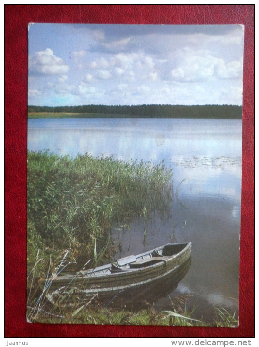 on the lake - boat - 1986 - Russia USSR - unused - JH Postcards