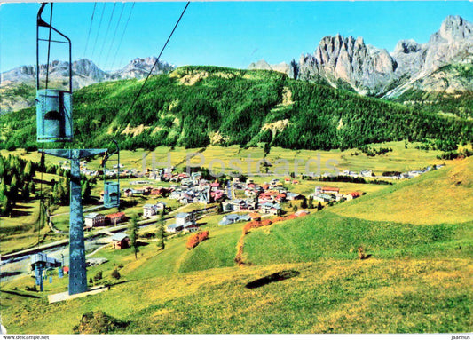 Pozza di Fassa m 1300 - Panorama - cable car - 3346 - 1970 - Italy - used - JH Postcards