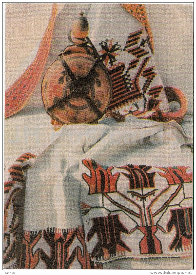 Moldova Folk Art - textile - bottle - 1968 - Moldova USSR - unused - JH Postcards