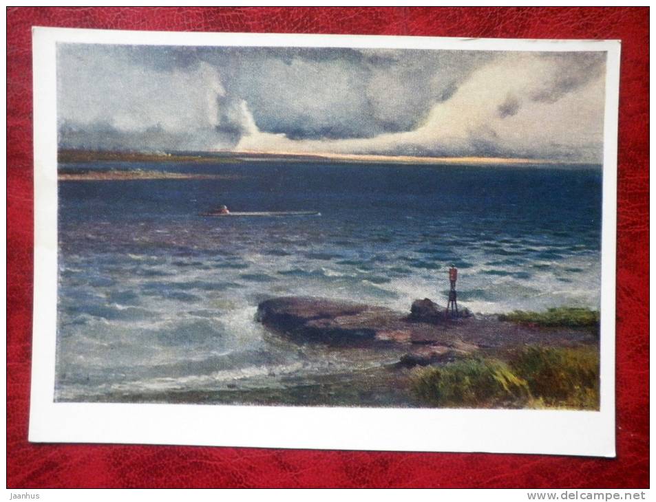 Painting by I. V. Titkov - Novosibirsk sea , 1958 - russian art - unused - JH Postcards