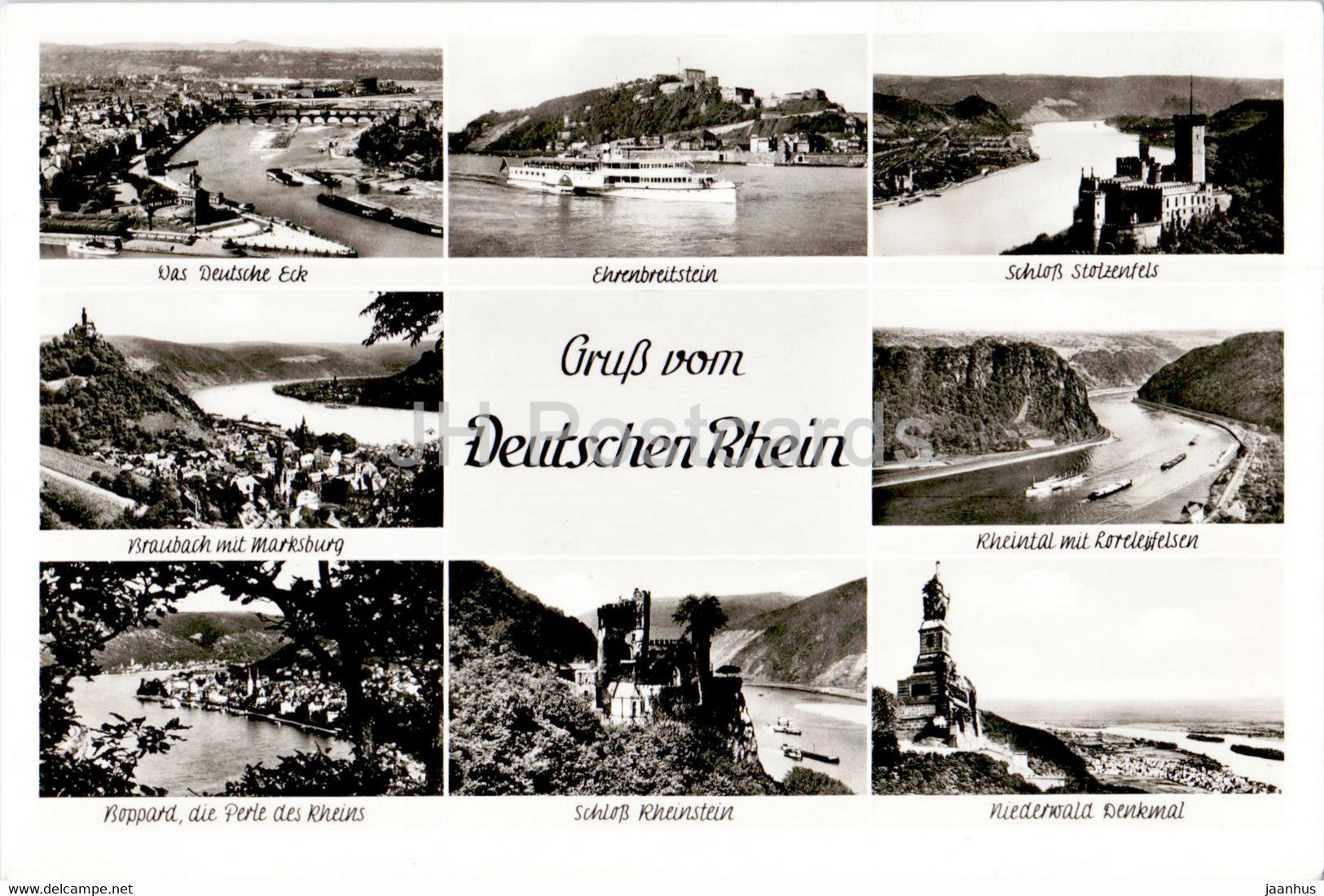 Gruss vom Rhein - Ehrenbreitstein - Schloss Stolzenfels Rheinstein - Boppard - old postcard - Germany - unused - JH Postcards