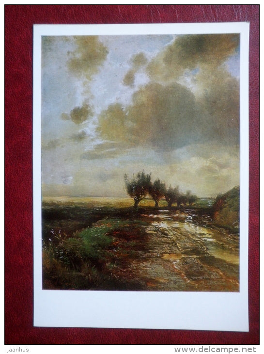 painting by A. Savrasov , Country Road , 1873 - russian art - unused - JH Postcards