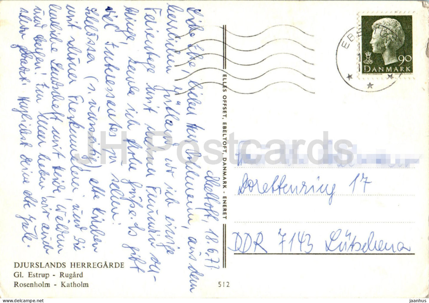 Djurslands Herregarde - Djursland Manors Gl Estrup - Rugard - Rosenholm - Katholm - château - 512 - 1973 - Danemark - utilisé 