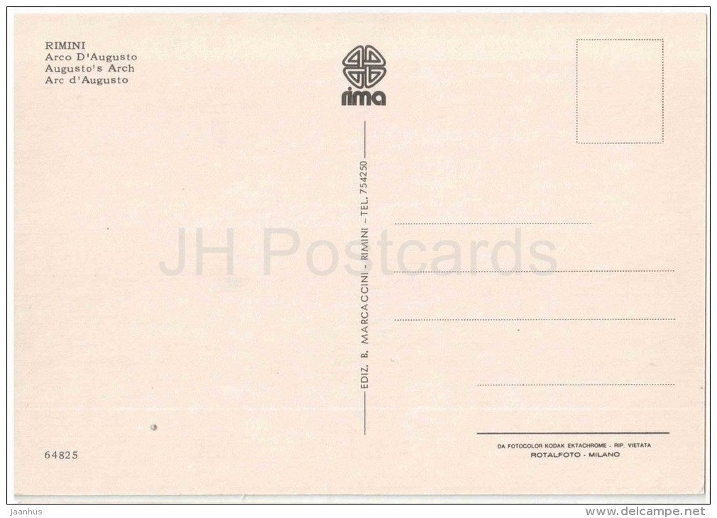Arco d´Augusto - arch - Rimini - Emilia-Romagna - 64825 - Italia - Italy - unused - JH Postcards