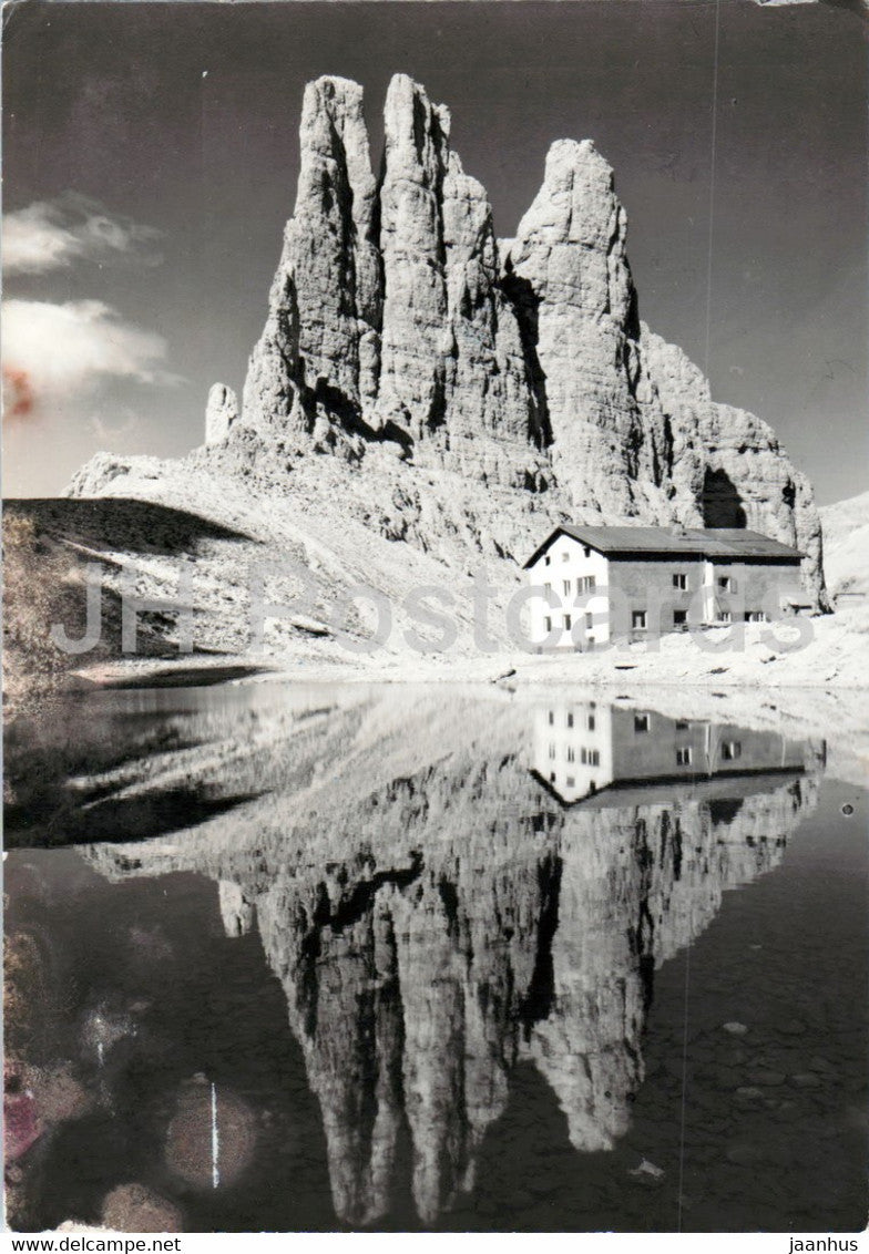 Dolomiti - Rifugio Re Alberto 2600 m - Torri di Vajolet 2821 m - old postcard - Italy - unused - JH Postcards
