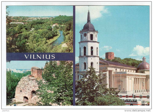City view - defensive walls of Gediminas Castle - cathedral - Vilnius - 1981 - Lithuania USSR - unused - JH Postcards