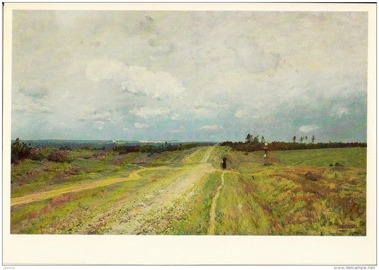 painting by I. Levitan - Vladimirka , 1892 - Russian Art - 1985 - Russia USSR - unused - JH Postcards