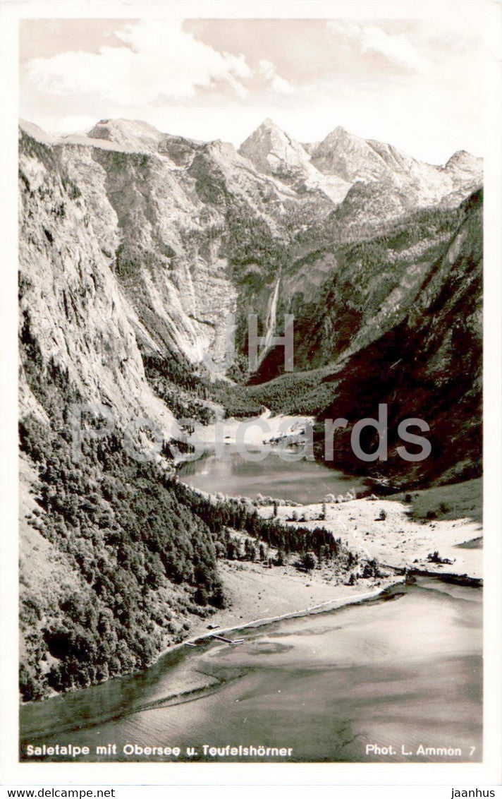 Saletalpe mit Obersee u Teufelshorner - old postcard - 1950s - Germany - used - JH Postcards