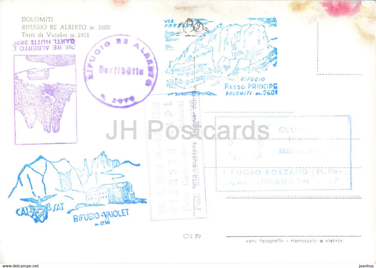 Dolomiti - Rifugio Re Alberto 2600 m - Torri di Vajolet 2821 m - alte Postkarte - Italien - unbenutzt