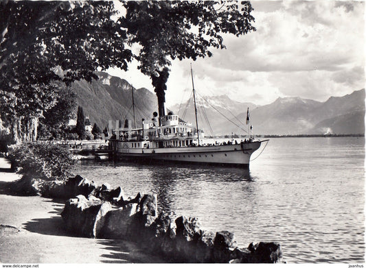 Montreux Territet et Dents du Midi - Savoie - steamer- passenger ship - 1957 - Switzerland - used - JH Postcards