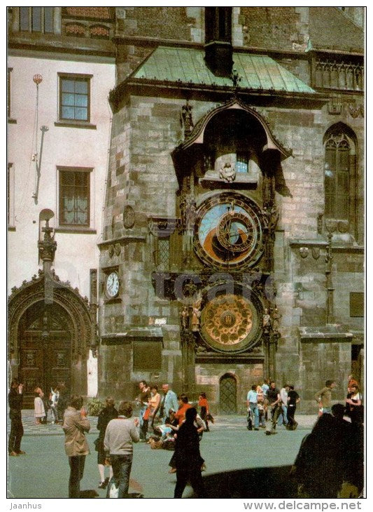 Praha - Prague - The Old Town Clock - Czech - Czechoslovakia - used 1970s - JH Postcards
