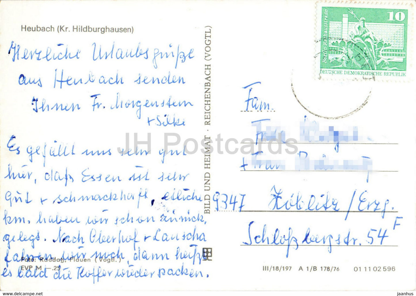 Heubach Kr Hildburghausen - old postcard - Germany DDR - used