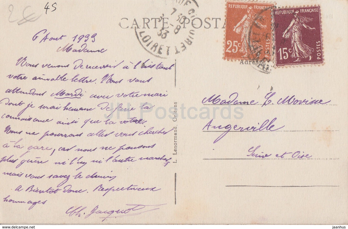 Bellegarde - Le Donjon - castle - old postcard - 1933 - France - used