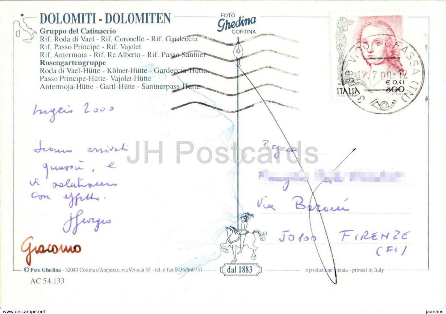 Rifugi al Catinaccio - Rosengarten Schutzhutten - 2000 - Italie - occasion