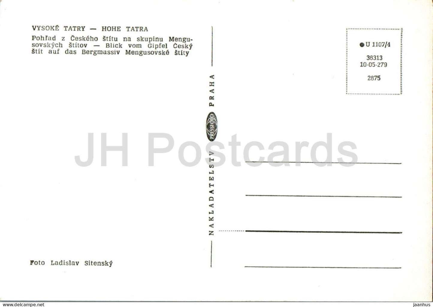 Vysoke Tatry - Pohlad z Ceskeho stitu na skupinu Mengusovskych stitov - Ceske stit - Slovakia - Czechoslovakia - unused