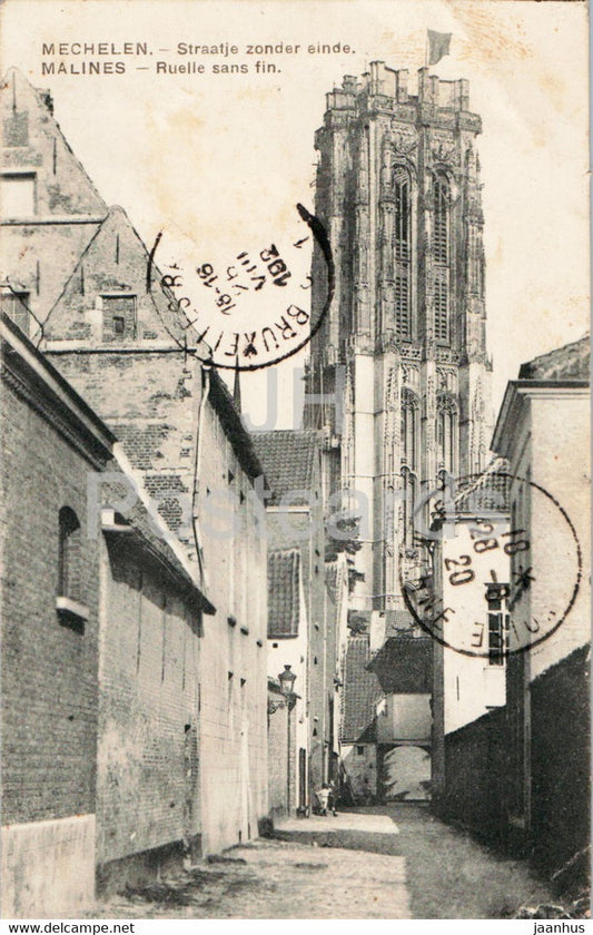 Mechelen - Malines - Straatje zonder einde - Ruelle sans fin - old postcard - 1920 - Belgium - used - JH Postcards