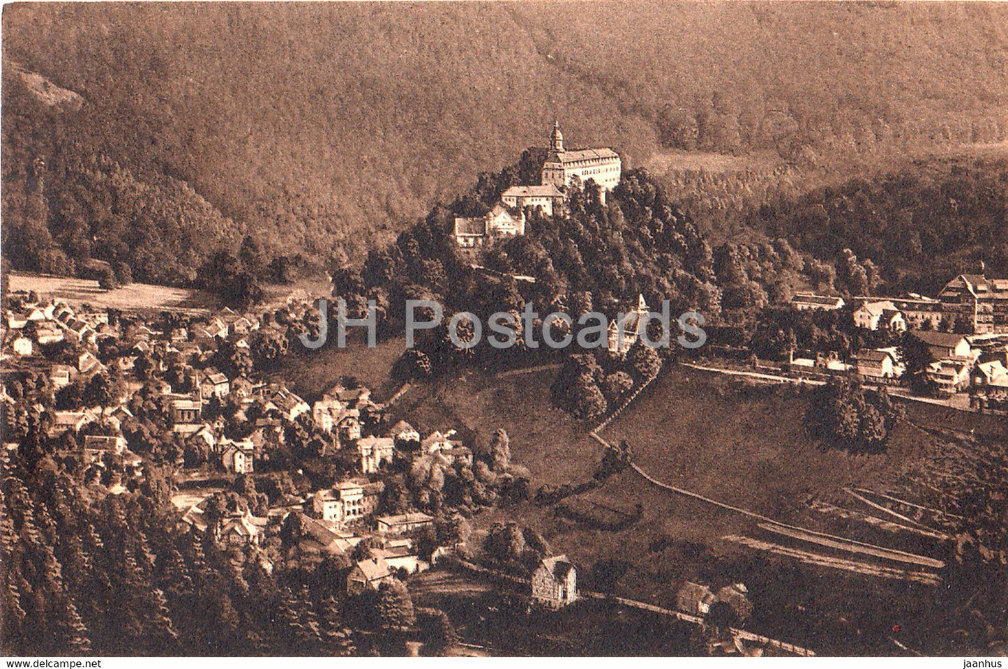Schwarzburg - Thur Wald - Panorama vom Trippstein - 1616 - old postcard - 1914 - Germany - used - JH Postcards