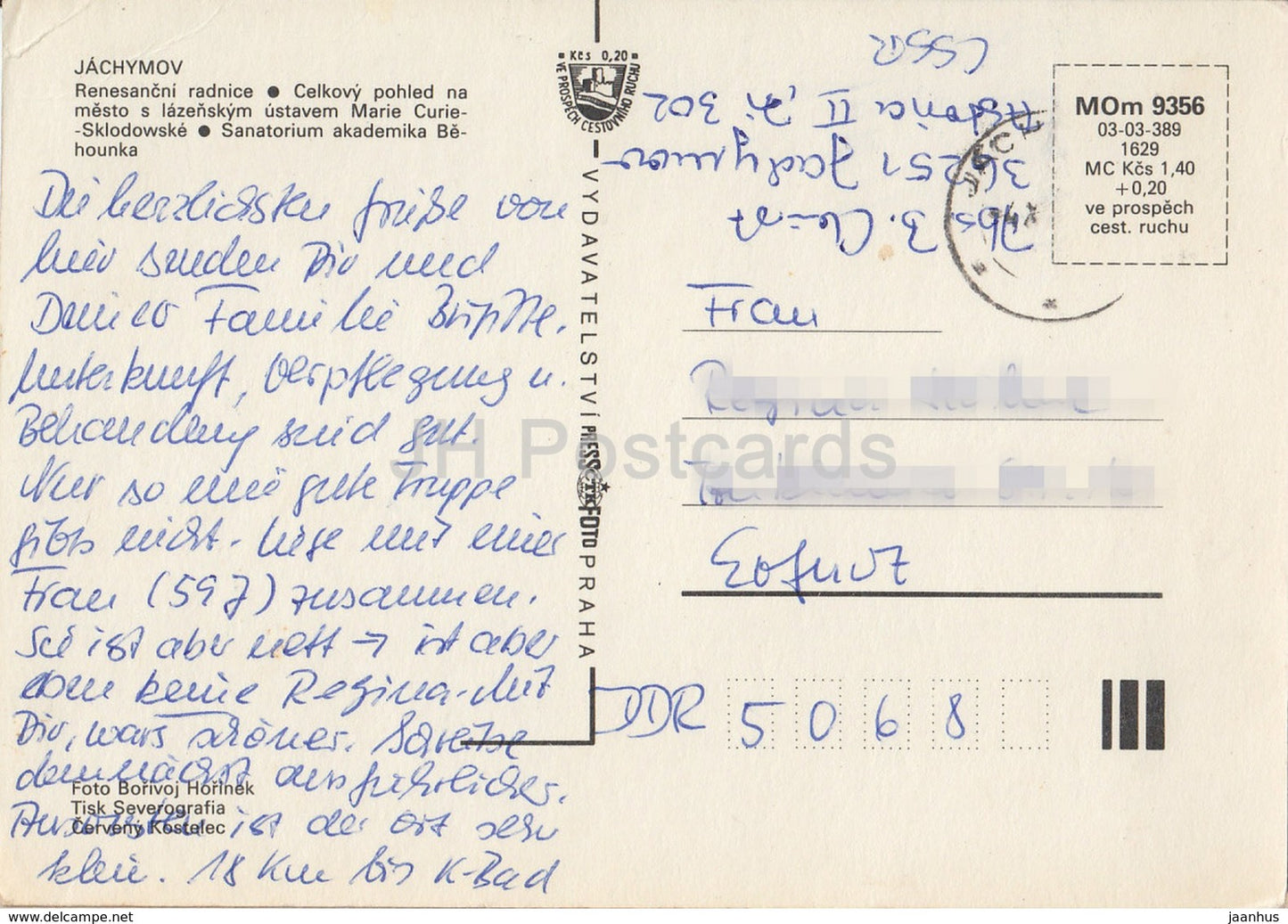 Jachymov - Town Hall - academic Behounka sanatorium - multiview - Czechoslovakia - Czech Republic - used