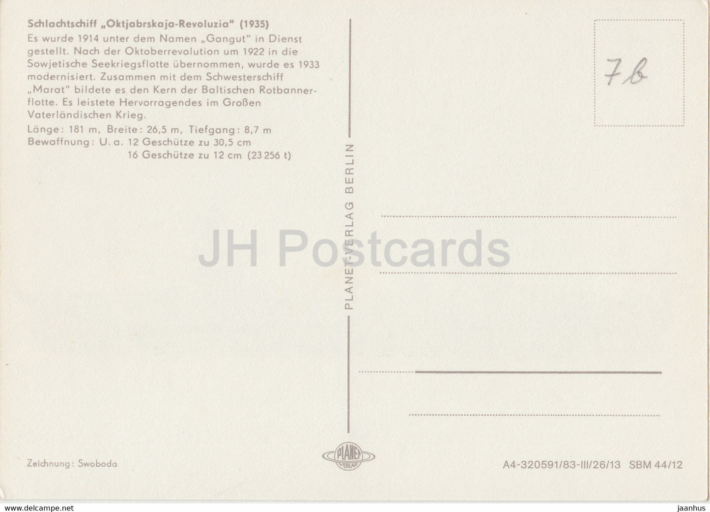 Schlachtschiff Oktjabrskaja Revoluzia 1935 - Historische Schiffe - Historical Ships - DDR Germany - used