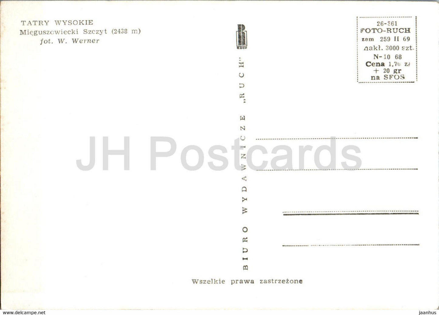 Tatry - Tatras - Mieguszowiecki Szczyt 2438 m - Poland - unused