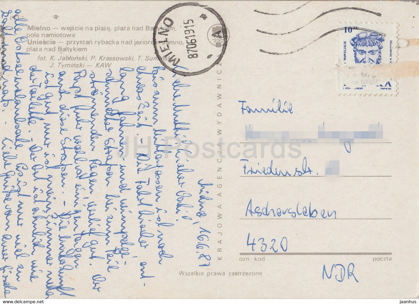Mielno - Uniescie - plage - bateau - multiview - 1987 - Pologne - occasion