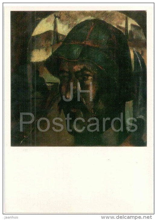 painting by Cornelius Sanadze - A Chiatura Miner , 1930 - man - georgian art - unused - JH Postcards