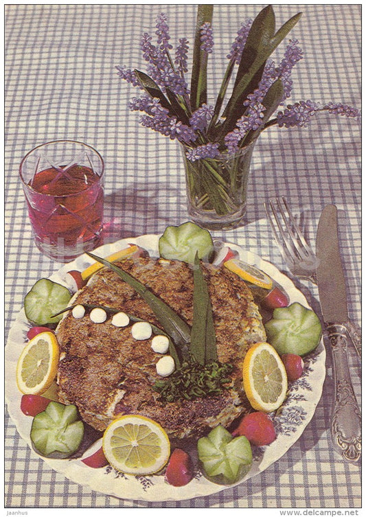 Fish Bread - Fish Dishes - food - recepies - 1986 - Estonia USSR - unused - JH Postcards