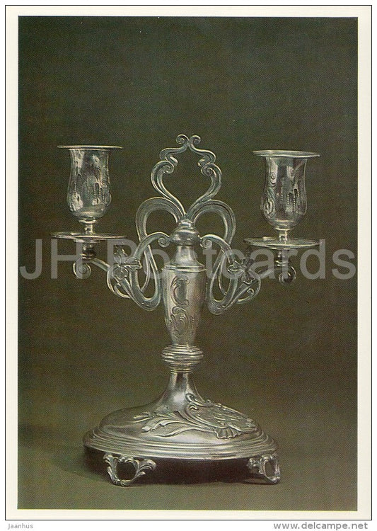 Candelabrum - silver - Silverwork by Russian Master Jewellers - 1987 - Russia USSR - unused - JH Postcards