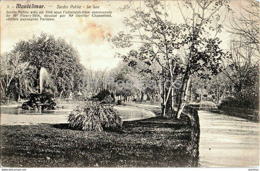 Montelimar - Jardin Public - Le Lac - 3 - old postcard - 1905 - France - used - JH Postcards