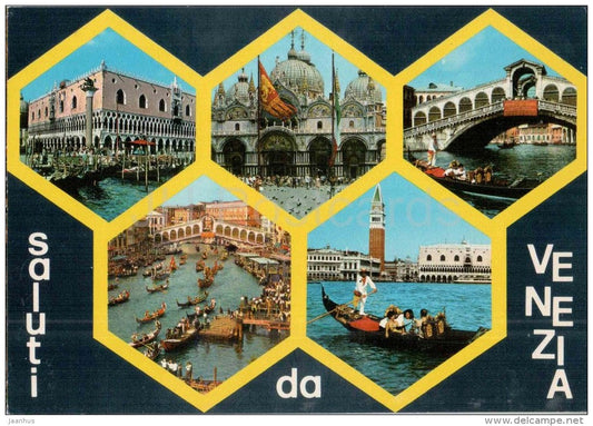 Saluti da Venezia - Palazzo Ducale - Basilica di S. Marco - gondola - Venezia - Veneto - 843 - Italia - Italy - unused - JH Postcards