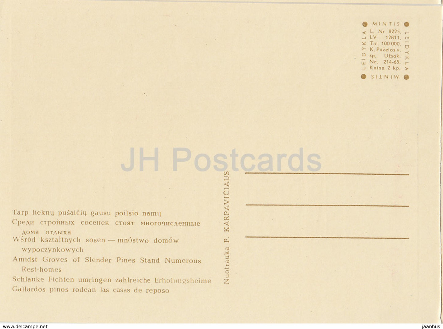 Palanga - Au milieu de bosquets de pins élancés se dressent de nombreuses maisons de repos - 1 - Lituanie URSS - inutilisé