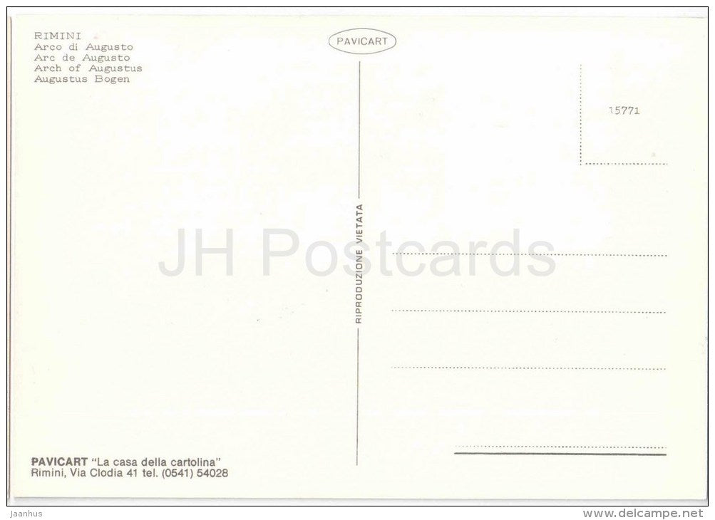Arco di Augusto - arch - Rimini - Emilia-Romagna - 15771 - Italia - Italy - unused - JH Postcards