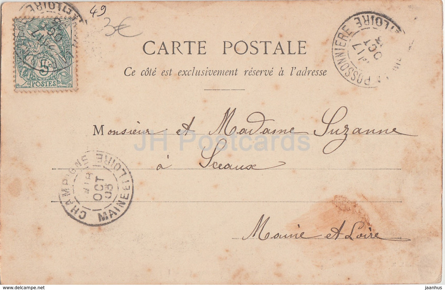 Chateau de Possonniere - castle - 9 - 1903 - old postcard - France - used