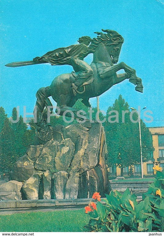Yerevan - monument to David of Sasun - 1982 - Armenia USSR -  unused - JH Postcards