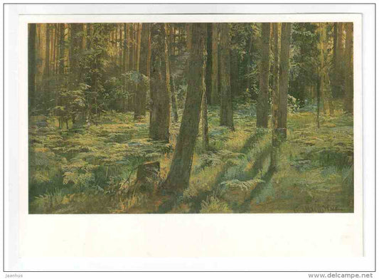 painting by I. I. Shishkin - Ferns in the Forest - russian art - unused - JH Postcards