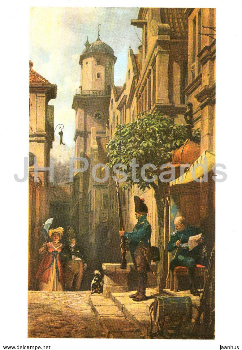 painting by Carl Spitzweg - Er Kommt - German art - Germany DDR - unused - JH Postcards