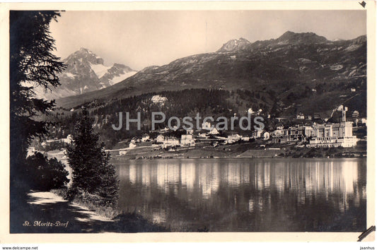 St Moritz Dorf - old postcard - Suisse - Switzerland - unused - JH Postcards