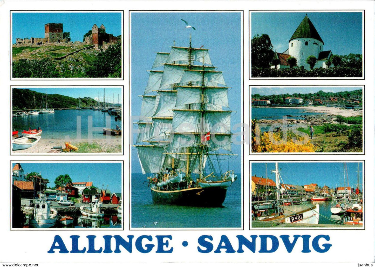 Allinge - Sandvig - boat - sailing ship - multiview - 6259 - 1998 - Denmark - used - JH Postcards