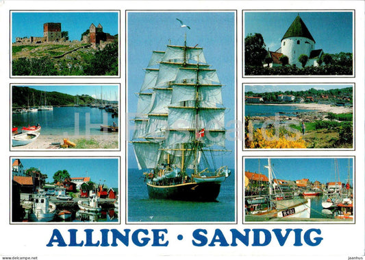 Allinge - Sandvig - boat - sailing ship - multiview - 6259 - 1998 - Denmark - used - JH Postcards