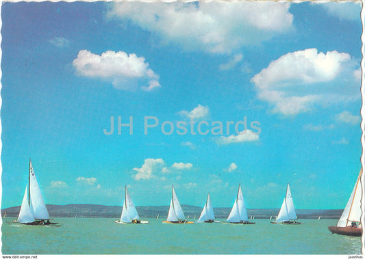 Greetings from the lake Balaton - sailing boat - 1971 - Hungary - used - JH Postcards