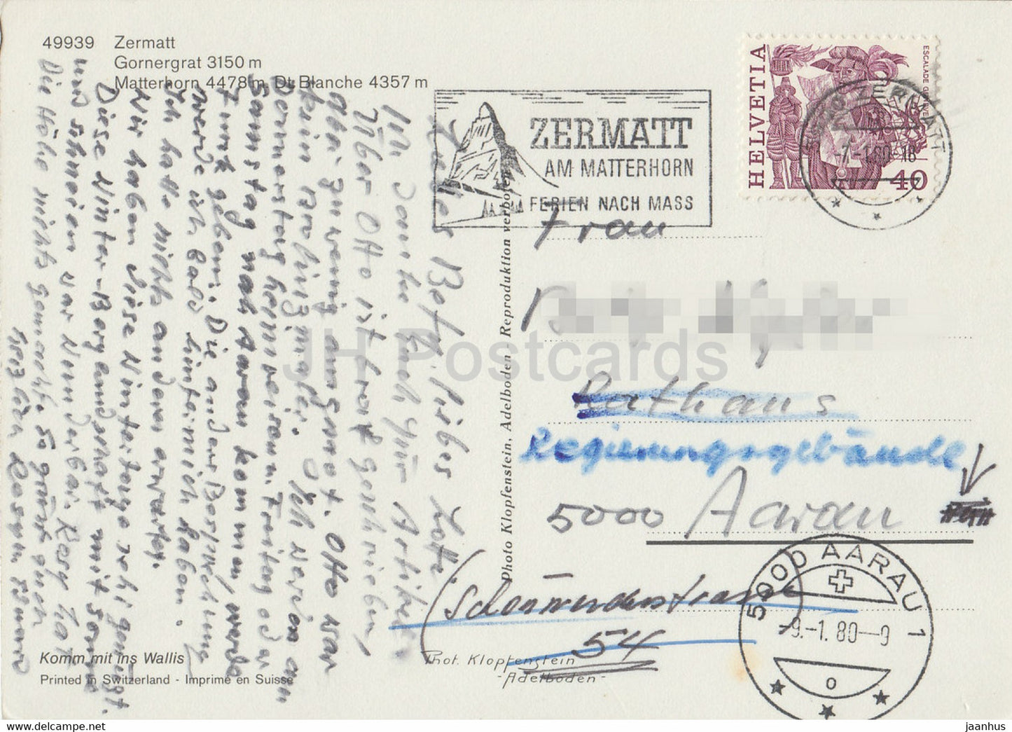 Zermatt - Gornergrat 3150 m - Matterhorn - Dt Blanche - 49939 - 1980 - Switzerland - used