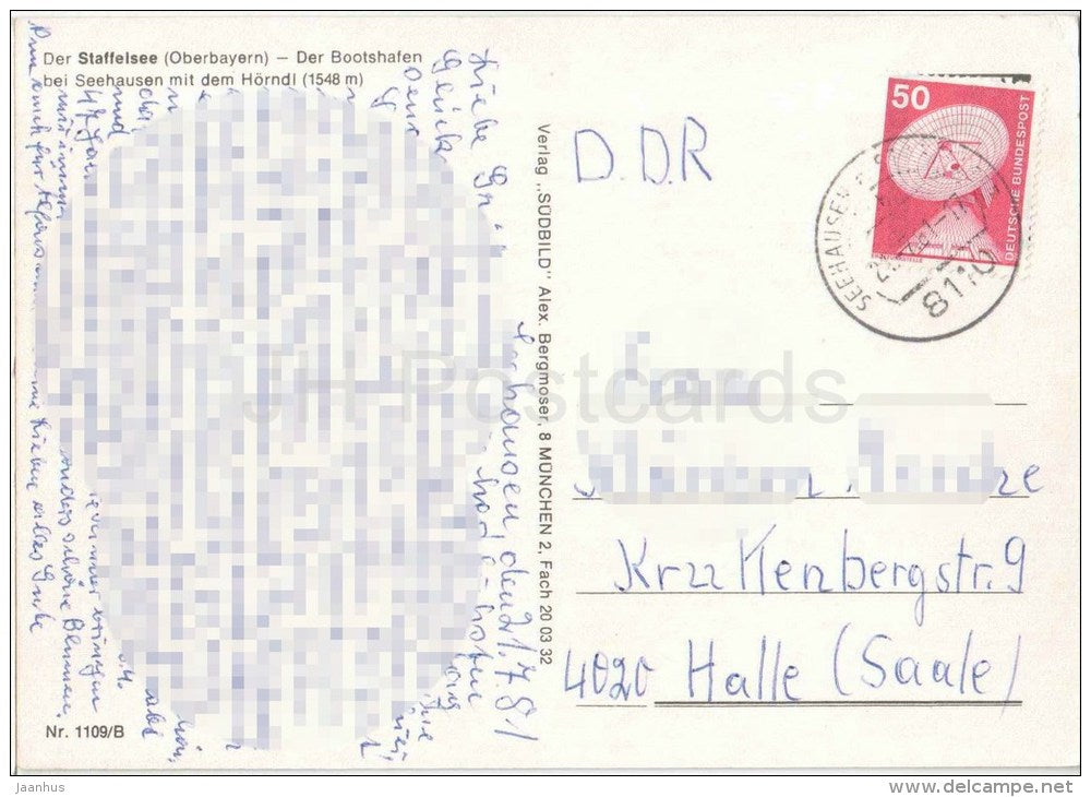 Der Staffelsee , Oberbayern - Der Bootshafen bei Seehausen mit dem Hörndl - boot - 1109/B - Germany - 1981 gelaufen - JH Postcards
