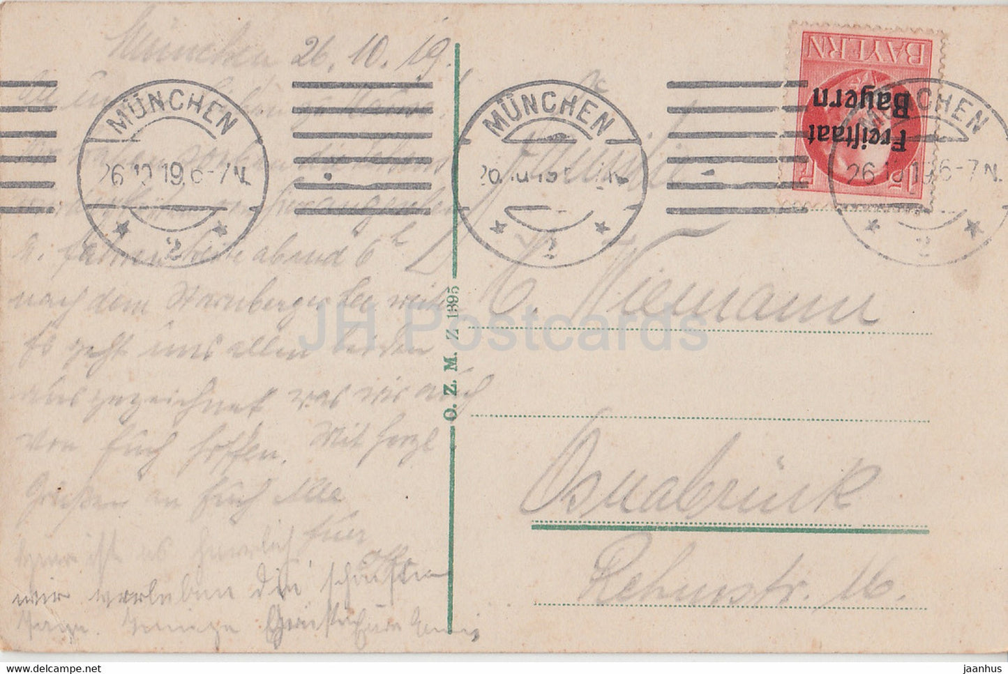 Munchen - Hofbrauhaus Festsaal - Munich - Freistaat Bayern - 1395 - old postcard - 1919 - Germany - used