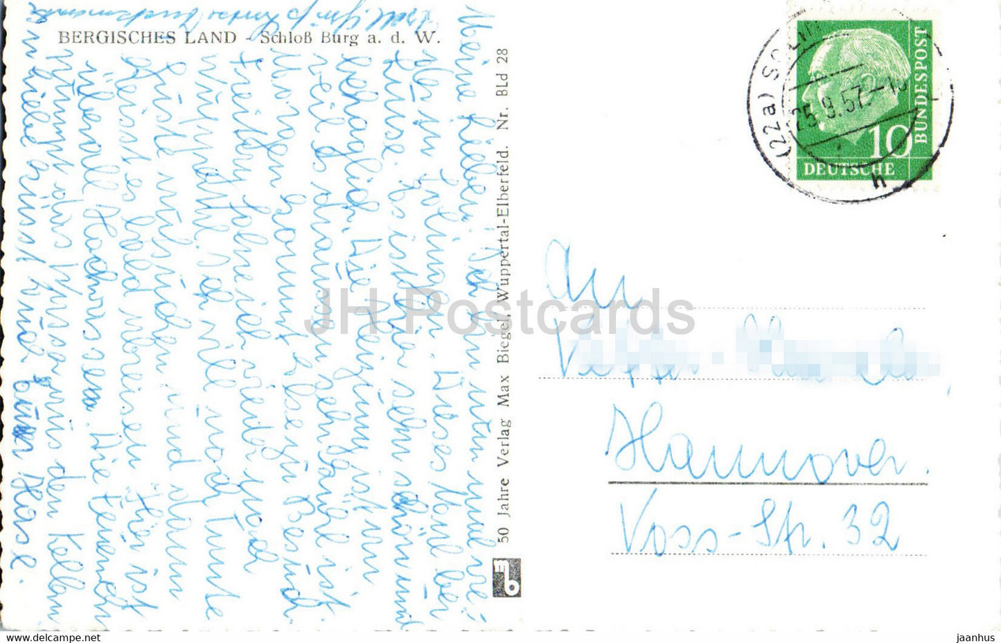 Bergisches Land - Schloss Burg a d W - castle - old postcard - 1957 - Germany - used