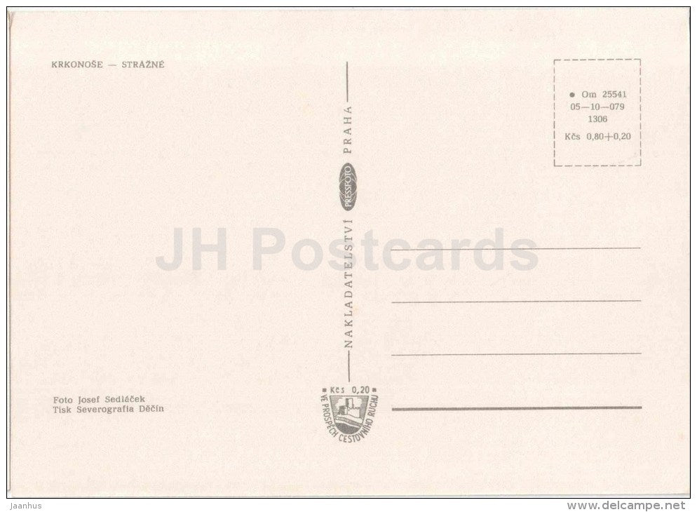 Krkonose - Strazne - village - Czechoslovakia - Czech - unused - JH Postcards