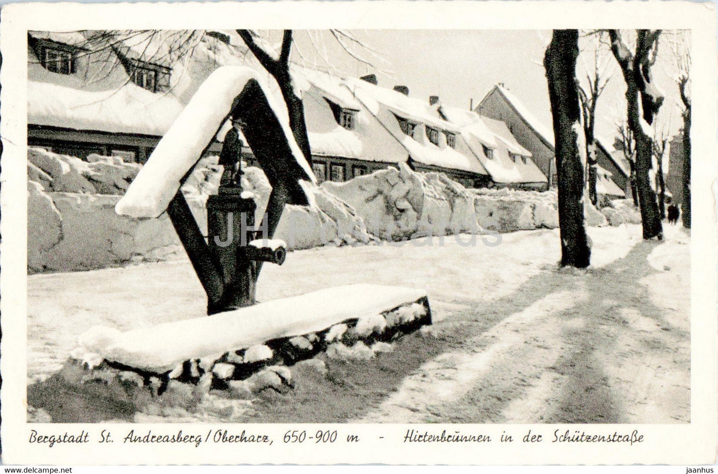 Bergstadt St Andreasberg Oberharz - Hirtenbrunnen in der Schutzenstrasse - old postcard - 1956 - Germany - used - JH Postcards